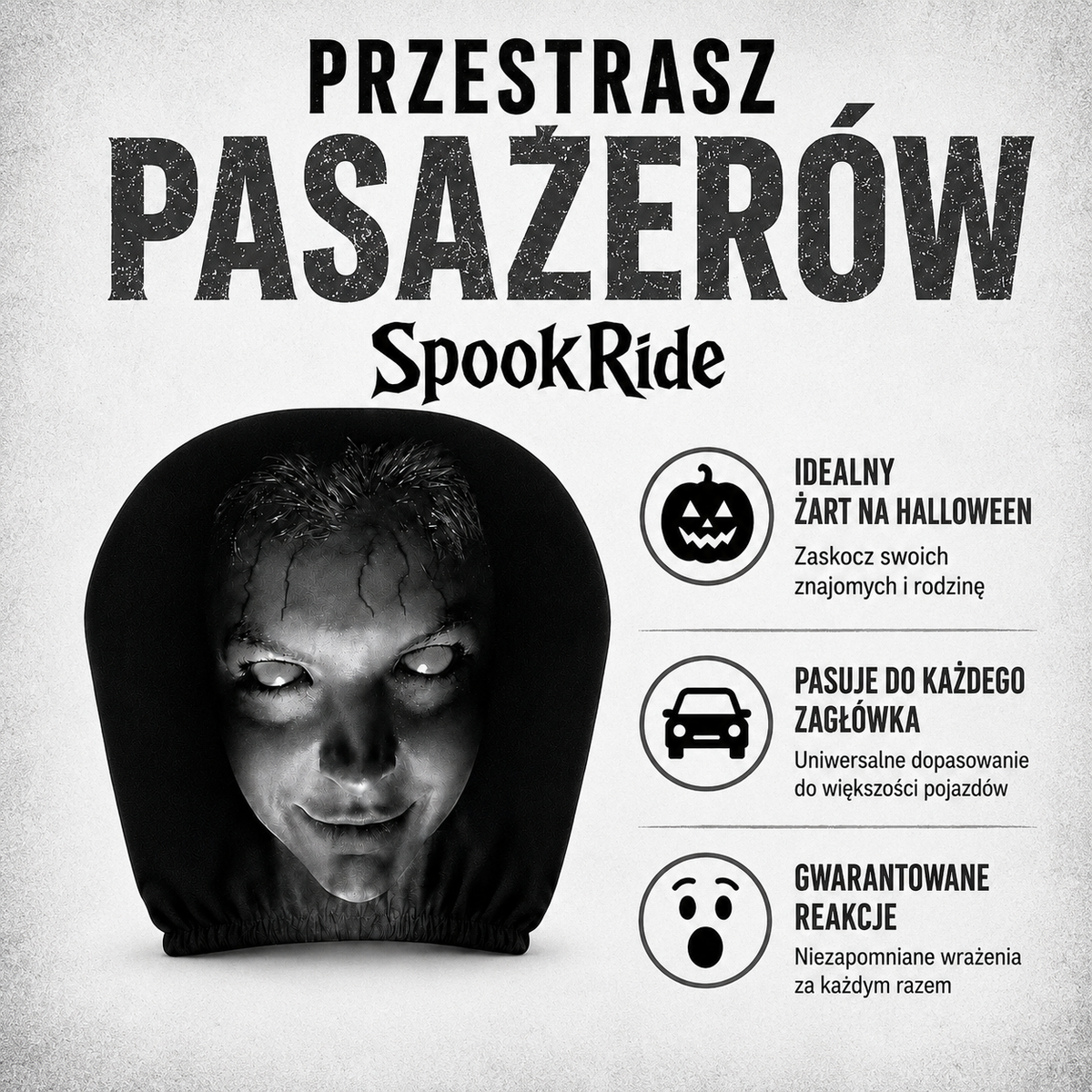 CaroStrach — pokrowce na zagłówki samochodowe z motywem Halloween